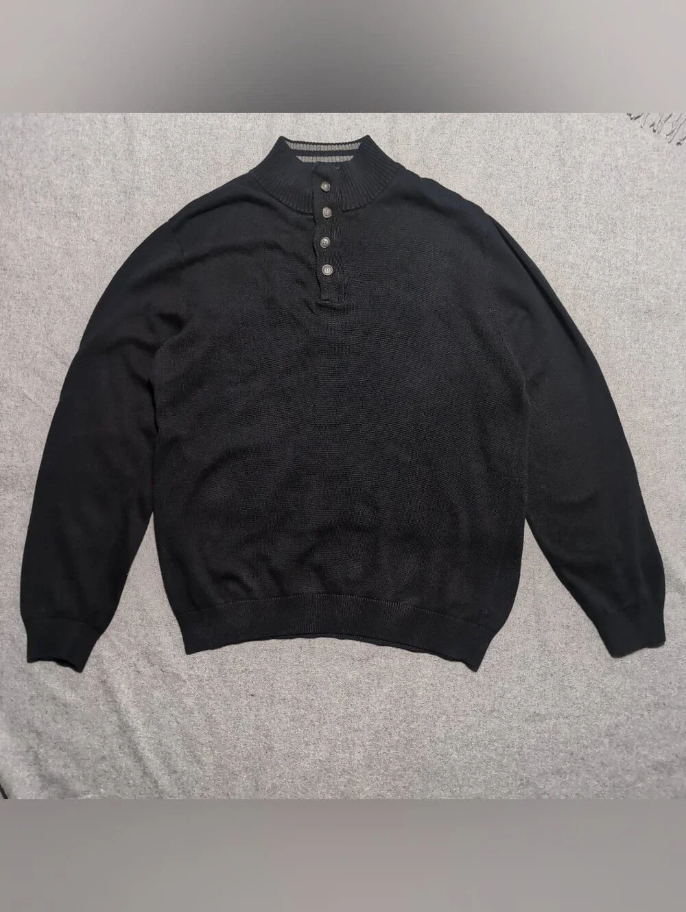 Club Room Black Zip-Style Button Mock-Neck Sweater Size XL
